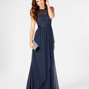 Adrianna Papell Lace Illusion Dress Gown